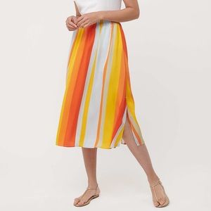 Striped Pull On Midi Skirt